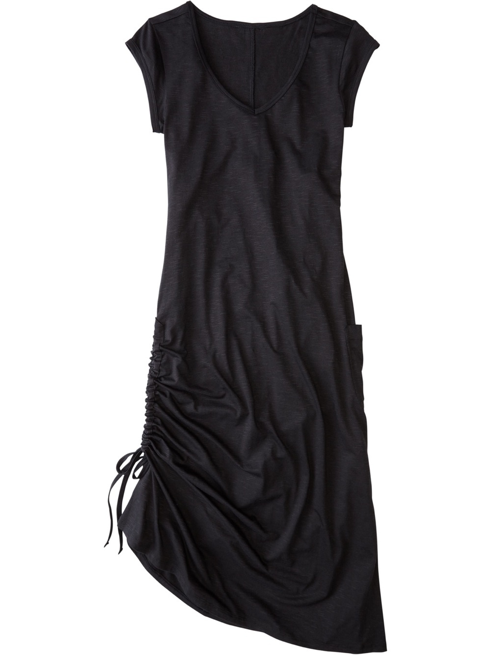 Toad & Co Black Samba Muse Midi Dress Size Small Organic Cotton Blend Side Cinch